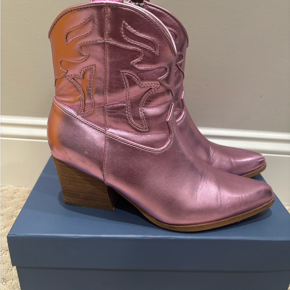 Pink Western Ankle Boots